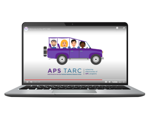A laptop showing an animated video featuring diverse characters driving happily driving together in a Jeep.