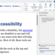 Microsoft Word's accessibility tool shows no errors for the document on screen.