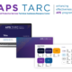 The APS TARC logo, page from their brand book, powerpoint template slide, and teams background.